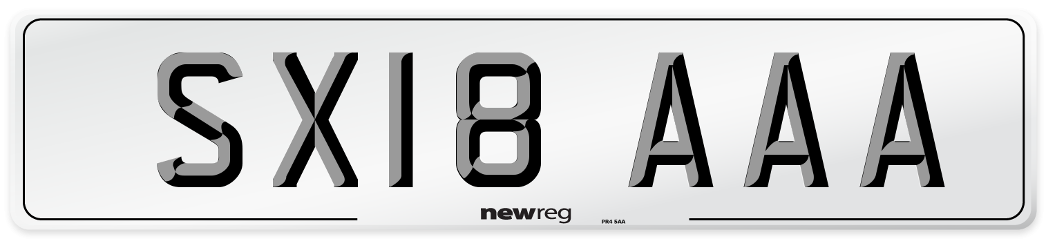 SX18 AAA Number Plate from New Reg